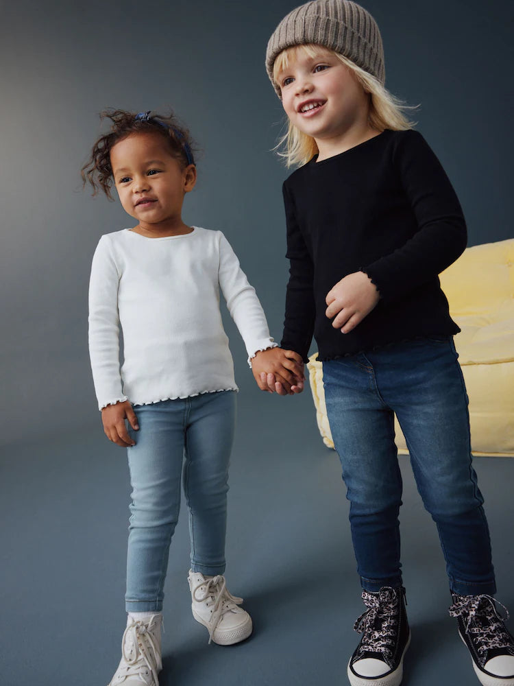 Medium blue/light blue/denim jeggings with elastic waistband