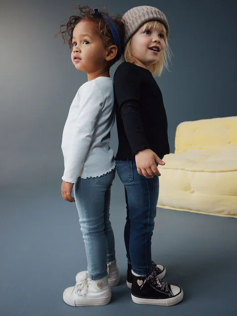 Medium blue/light blue/denim jeggings with elastic waistband