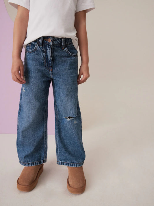 Dark wash wide-leg jeans (3–16 years)