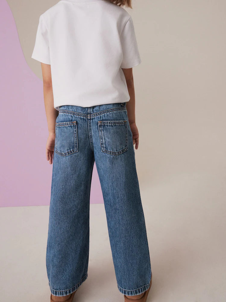 Dark wash wide-leg jeans (3–16 years)