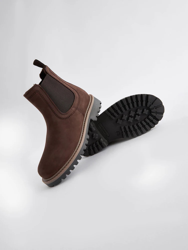 Chocolate brown - Warmly lined leather Chelsea boots