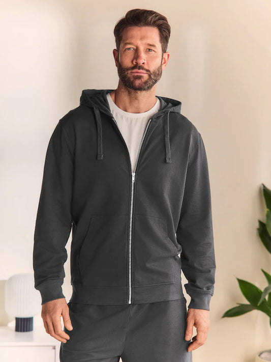 Slate grey - Loopback hoodie with zipper