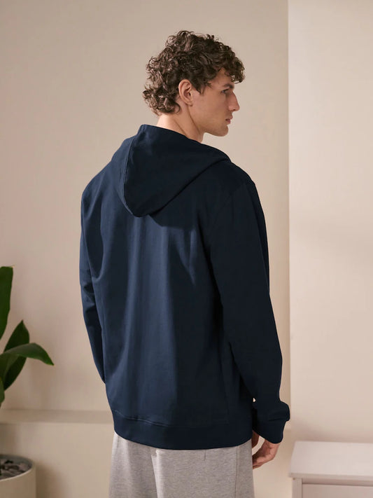Navy blue/blue - Loopback hoodie with zipper