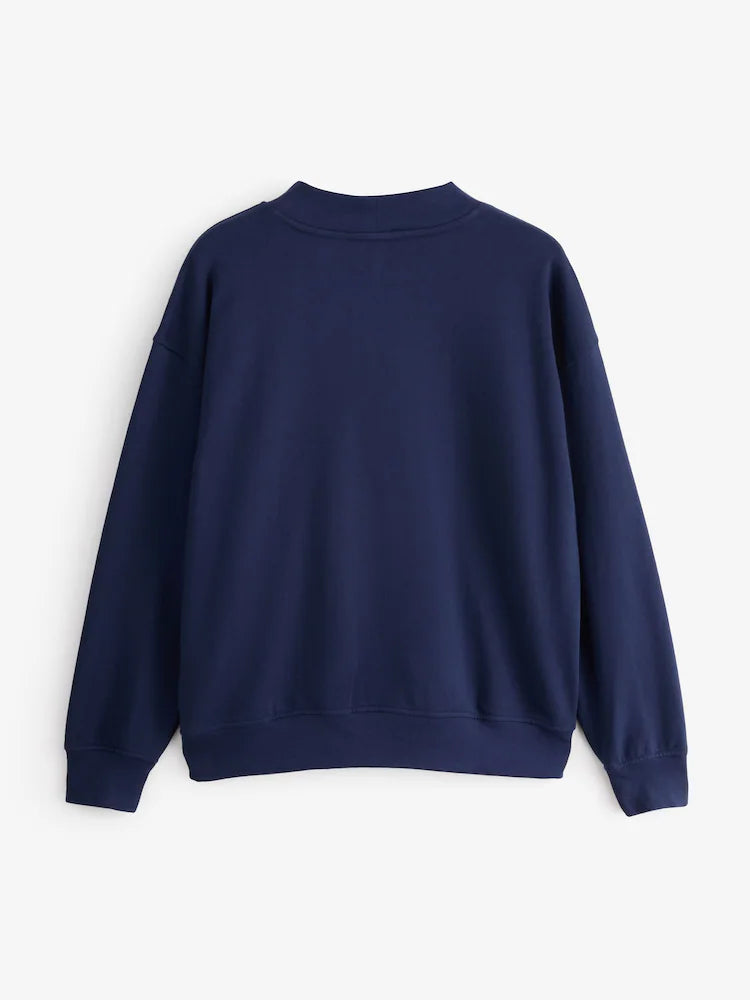Navy Brannan Bear - Gap French Terry Oversized Mock Neck Sweatshirt