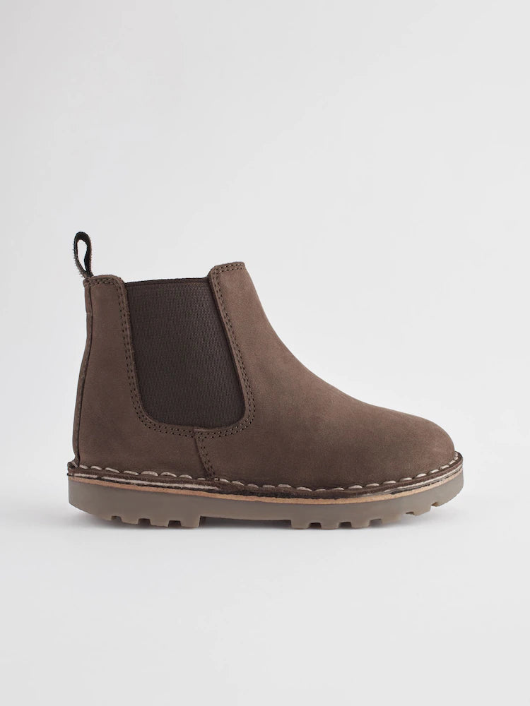 Chocolate brown - Warmly lined leather Chelsea boots