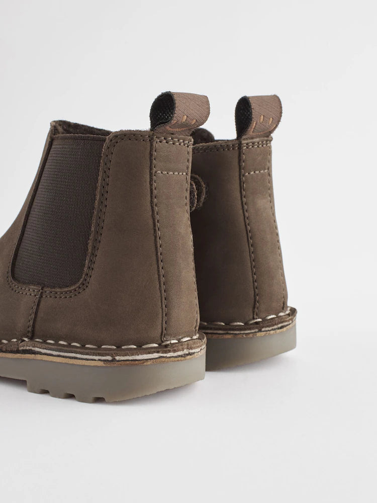 Chocolate brown - Warmly lined leather Chelsea boots
