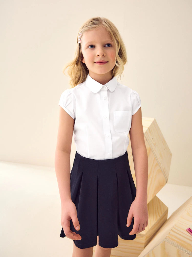 White - School blouse with puff sleeves for girls