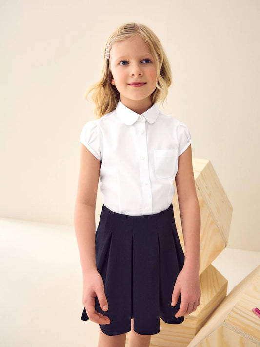 White - School blouse with puff sleeves for girls