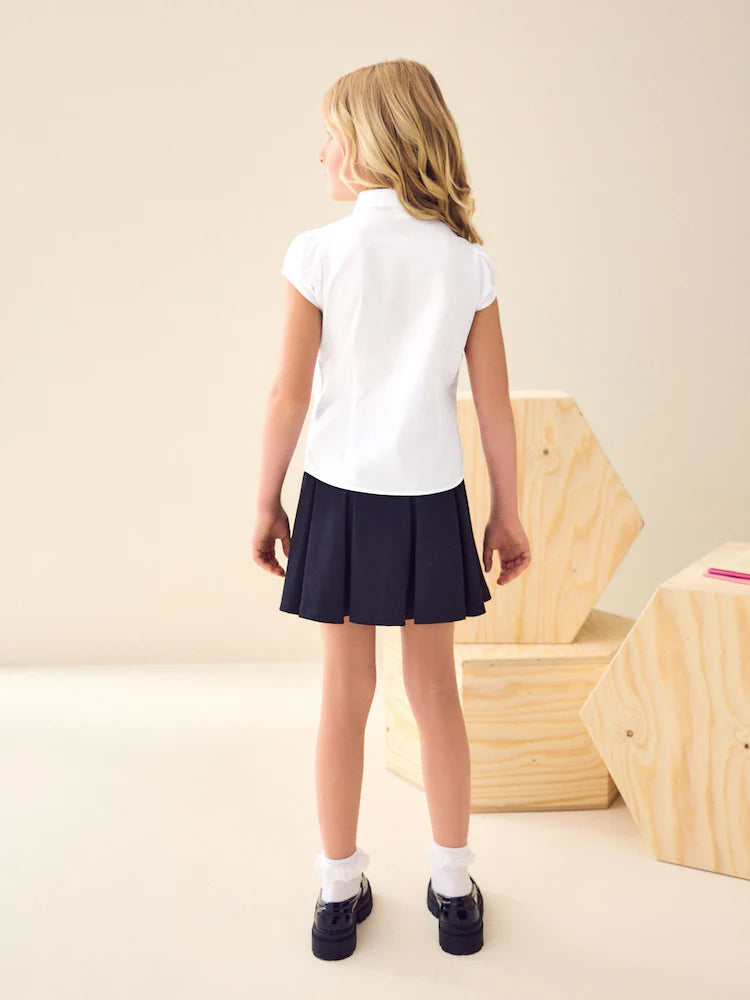 White - School blouse with puff sleeves for girls