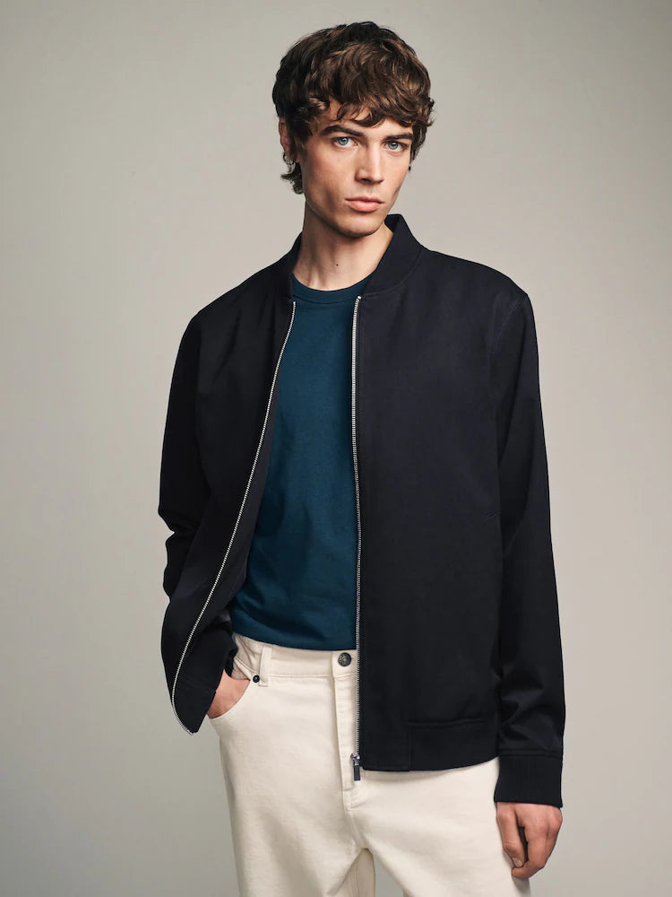 Blue & Navy Blue - Solid Color - Stylish Bomber Jacket