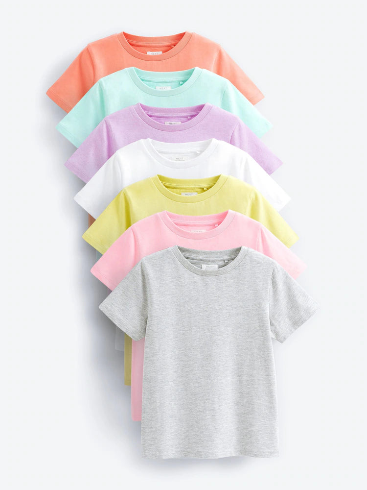 Multi, Pastelltöne, einfarbig - T-Shirts im 7er-Pack (3–16 J.)