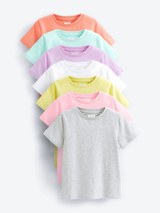 Multi, Pastelltöne, einfarbig - T-Shirts im 7er-Pack (3–16 J.)