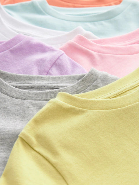 Multi, Pastelltöne, einfarbig - T-Shirts im 7er-Pack (3–16 J.)
