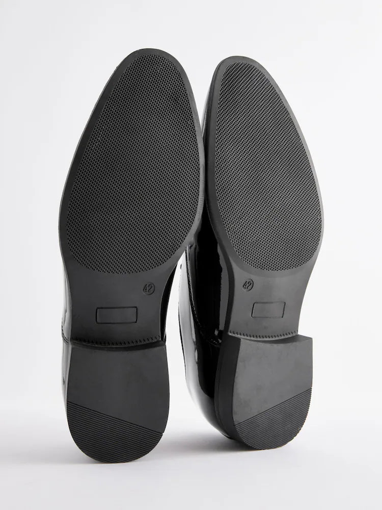 Black - Standard Fit - Patent Oxford Shoes with Toe Cap