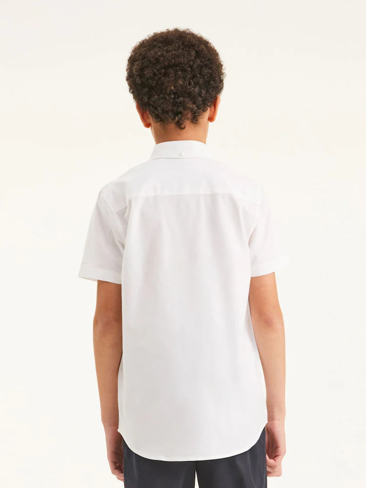 White - Short-sleeved Oxford shirt with a high cotton