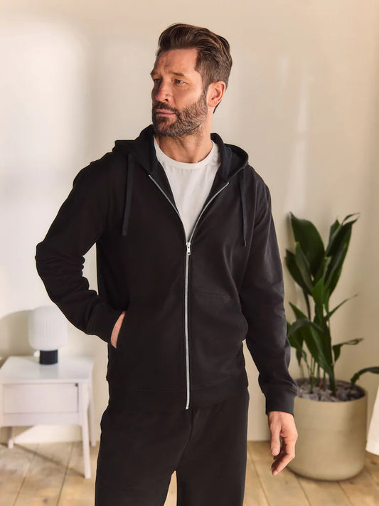 Black - Loopback hoodie with zipper