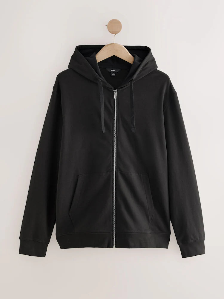 Black - Loopback hoodie with zipper