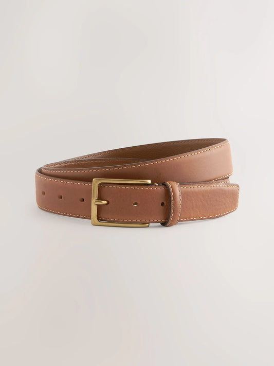 Light brown - Signature leather belt with contrasting stitching, made in Italy