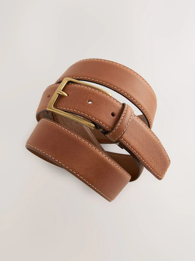 Light brown - Signature leather belt with contrasting stitching, made in Italy