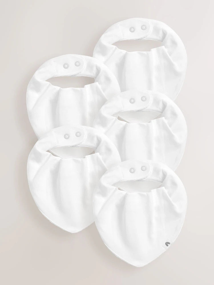 White - Baby bibs in a pack of 5