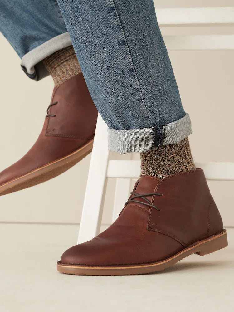 Hellbraun - Desert Boots aus Leder