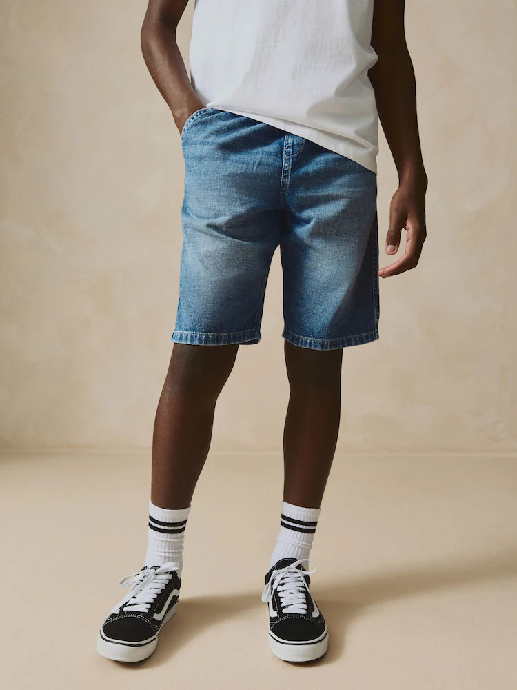 Medium Blue Denim Bermuda Pull-On Shorts (3-16 yrs)