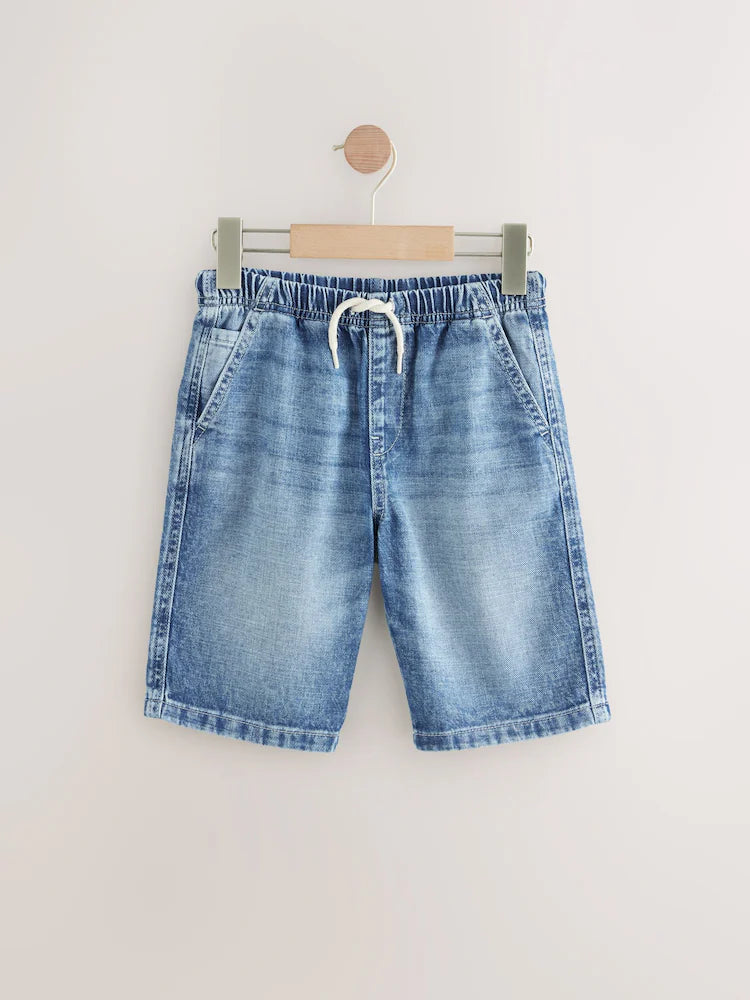 Bleach/Medium Blue - Pull-on Bermuda denim shorts, 2-pack (3-16 years)