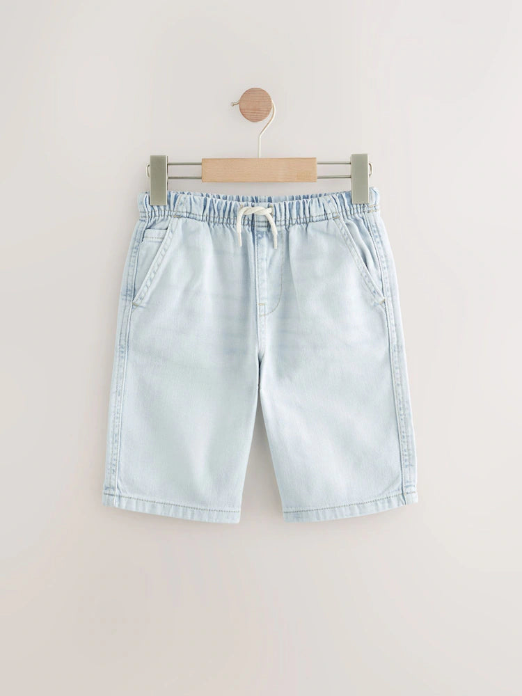 Bleach/Medium Blue - Pull-on Bermuda denim shorts, 2-pack (3-16 years)