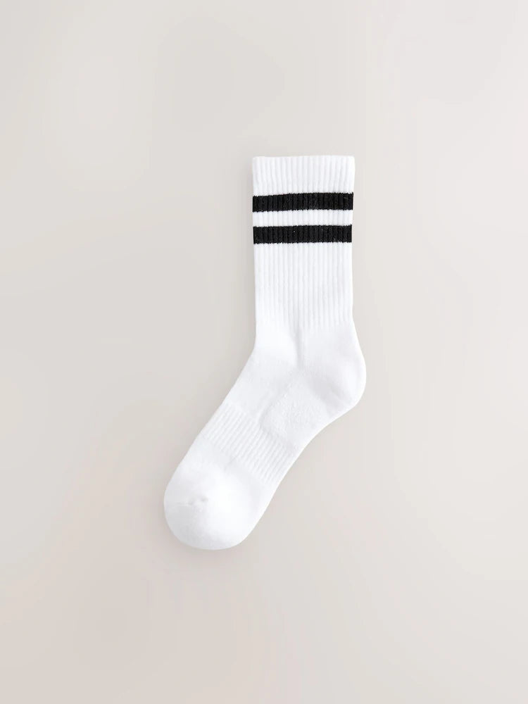 White with black stripes - sports socks in a pack of 4