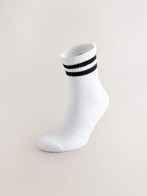 White with black stripes - sports socks in a pack of 4
