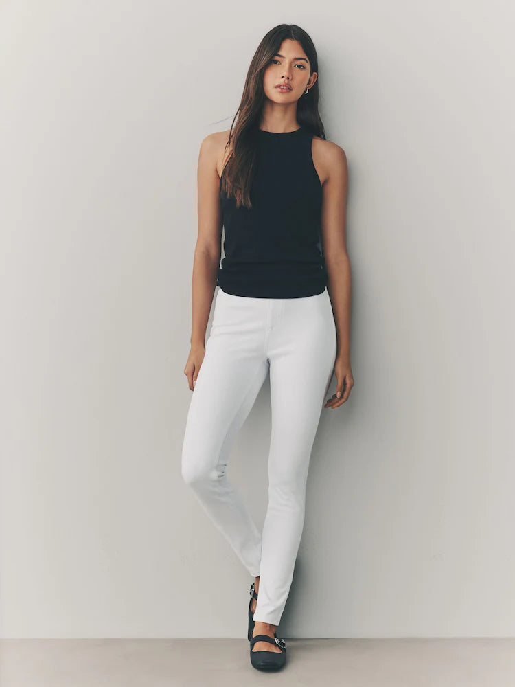 White denim leggings made of jersey
