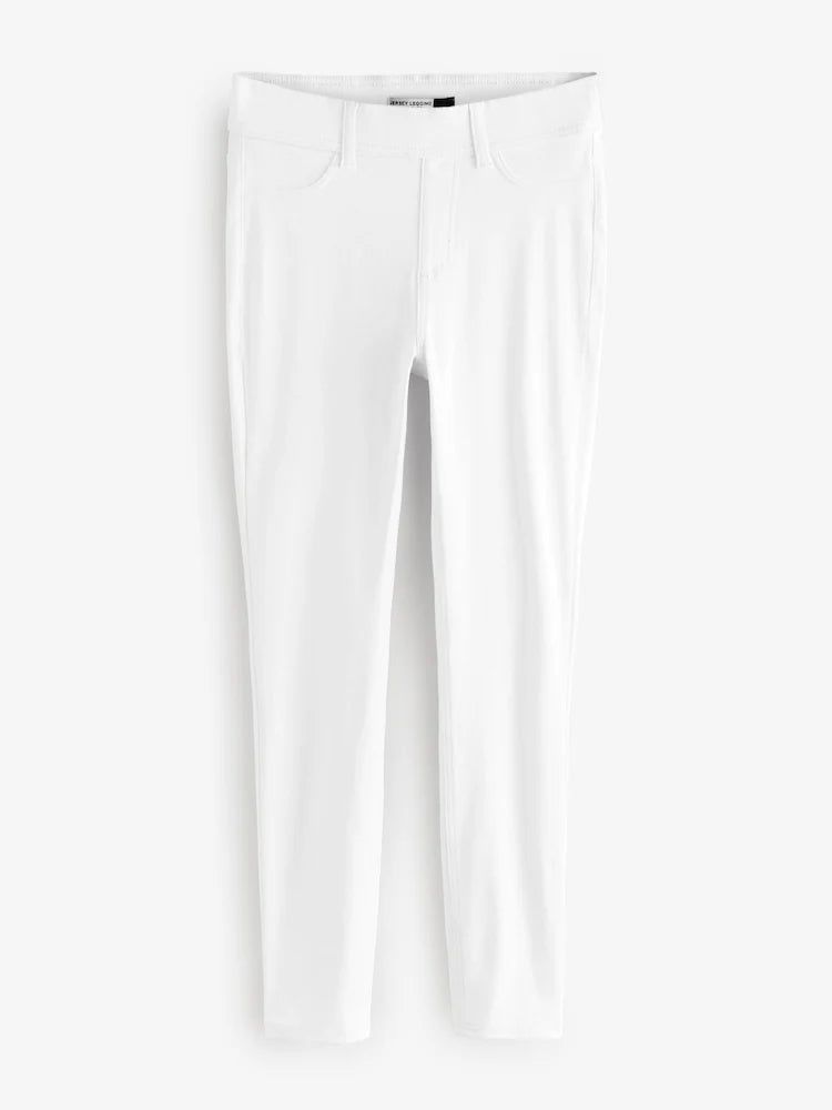 White denim leggings made of jersey