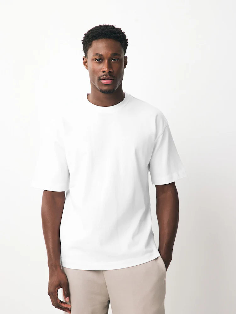 Black/White/Stone/Navy/Grey - Heavyweight T-shirts in a relaxed fit, 5-pack