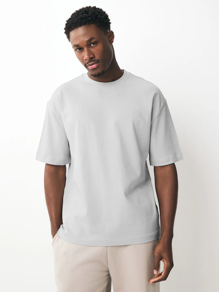 Black/White/Stone/Navy/Grey - Heavyweight T-shirts in a relaxed fit, 5-pack