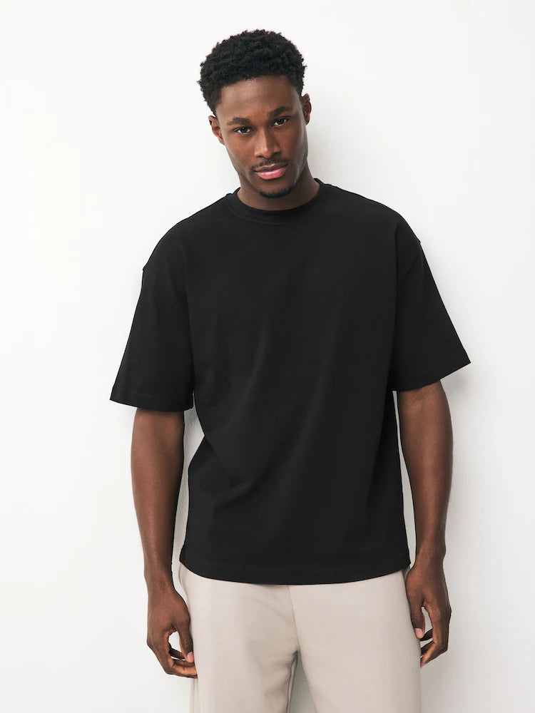 Black/White/Stone/Navy/Grey - Heavyweight T-shirts in a relaxed fit, 5-pack