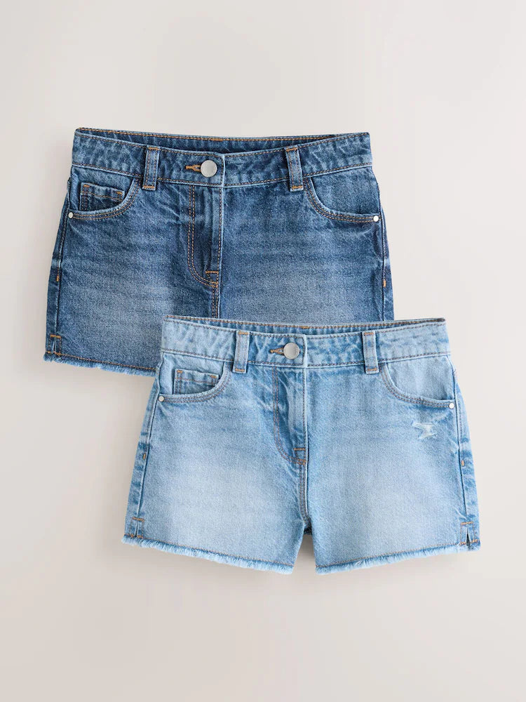 Blau - 2 er-Pack Fransen-Shorts (3–16Jahre)