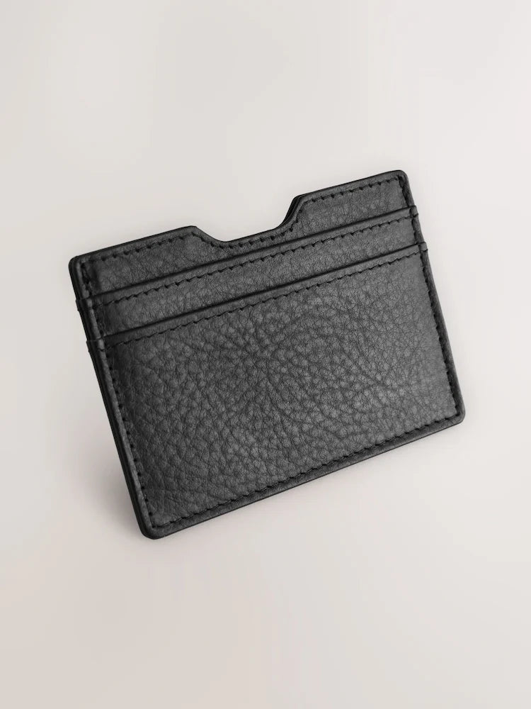 Black - Card holder made of grained leather