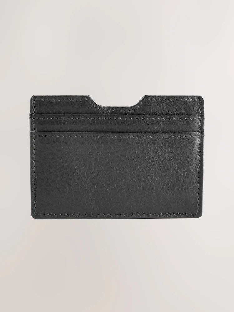 Black - Card holder made of grained leather