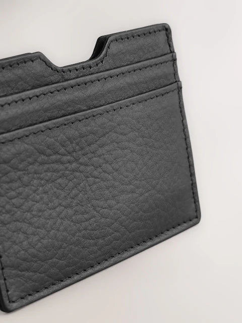 Black - Card holder made of grained leather