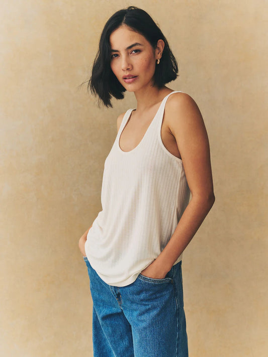 Rust/Cream/Mauve Purple - Casual, ribbed tank tops with a U-neck, 3-pack
