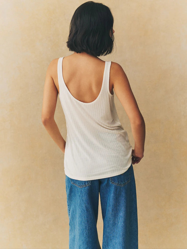 Rust/Cream/Mauve Purple - Casual, ribbed tank tops with a U-neck, 3-pack