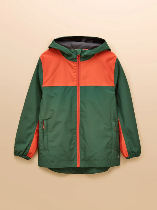 Green Colourblock - Joules Kids' Ayston waterproof raincoat with fleece lining for children