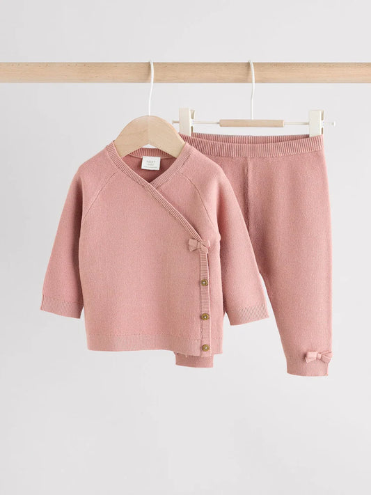 Pink - Baby 2-piece set with knitted sweater and leggings