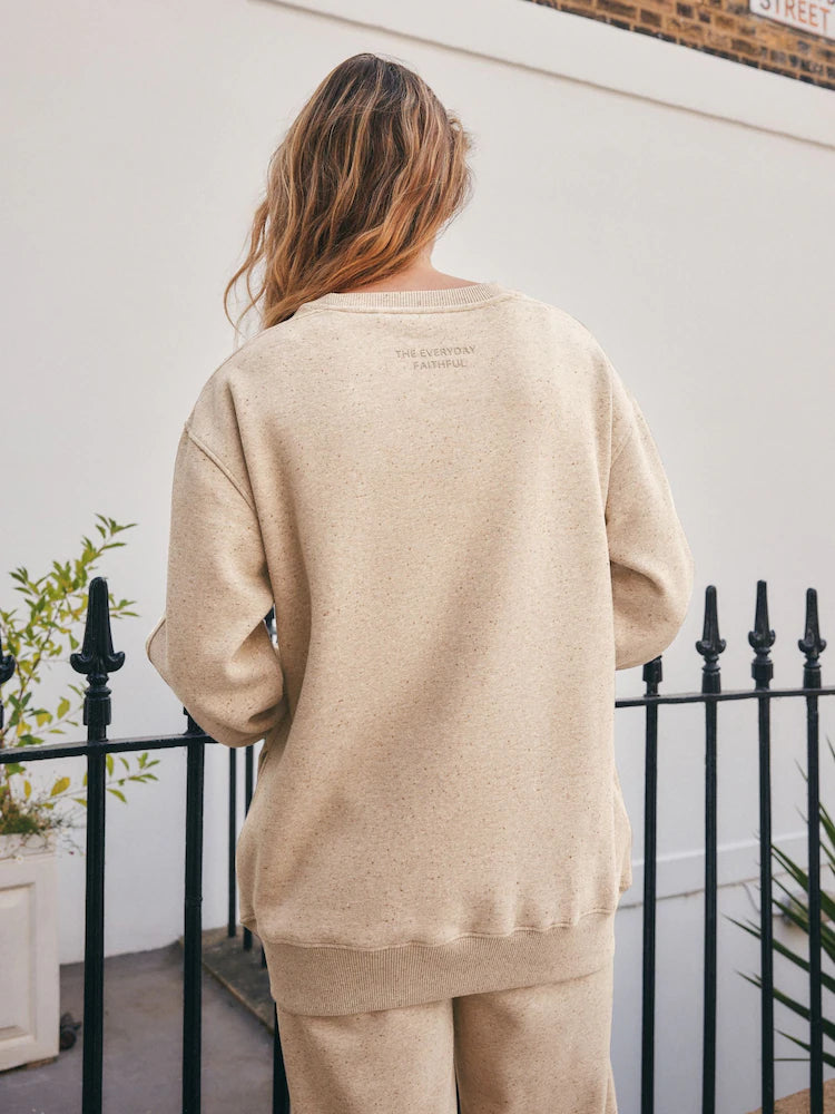 Neutral textured yarn - Relaxed Fit Essentials Longline Sweatshirt with pockets