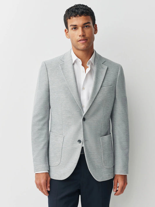 Grey - Textured jersey blazer made from Motionflex stretch fabric
