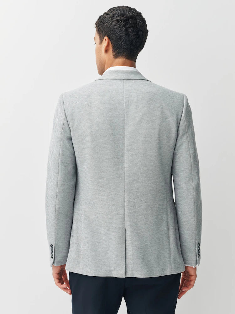 Grey - Textured jersey blazer made from Motionflex stretch fabric