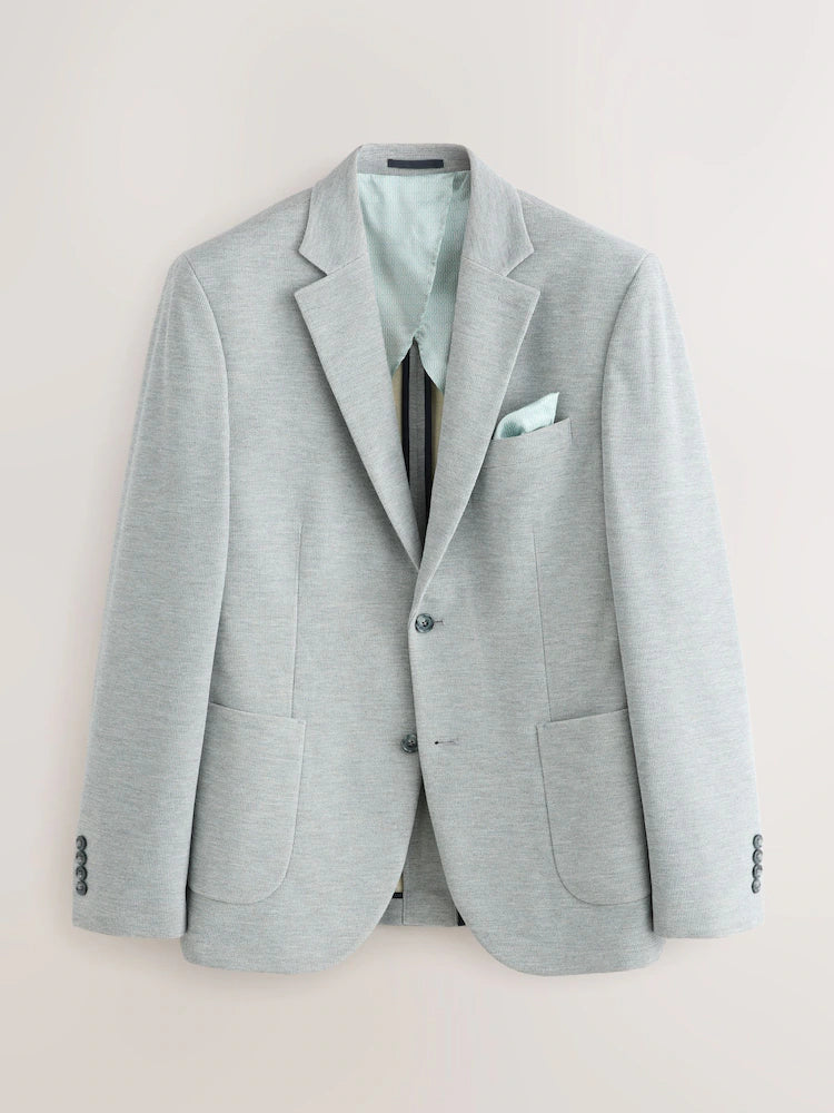 Grey - Textured jersey blazer made from Motionflex stretch fabric