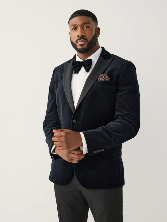 Black - Muscular fit - Motionflex stretch velvet blazer