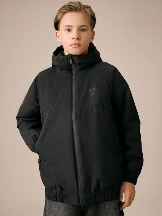 Black - Waterproof jacket with hood (3-17 years)