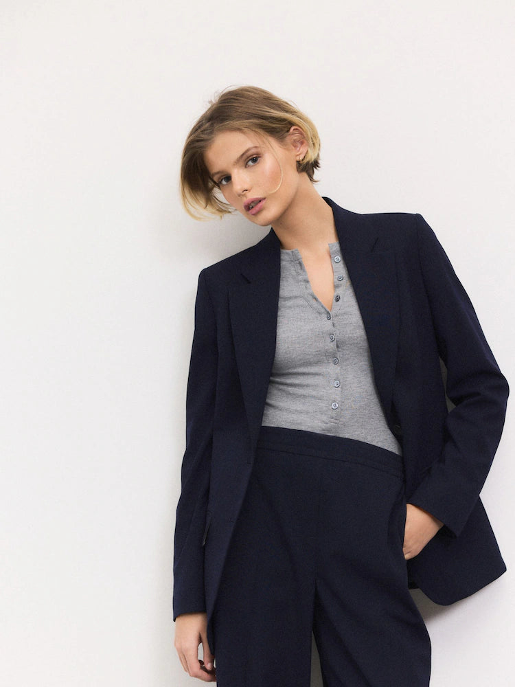 Navy blue/blue - Tailored single-breasted blazer